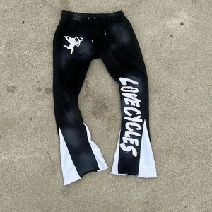 Conjunto Deportivo Personalizado con Bordado, Talla Grande, Lavado Ácido, Cierre de Cremallera, Estilo Desgastado, Sudadera con Capucha de Felpa Francesa de 500 Gsm, Pantalones Deportivos Acampanados - Product Image 2