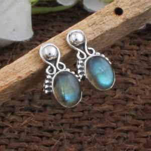 ต่างหูลาบราดอไรต์ธรรมชาติแบบขายส่ง ต่างหูเงินแท้ 925 ประดับพลอยสำหรับผู้หญิง เครื่องประดับคุณภาพดี ราคาโรงงาน - Product Image 1