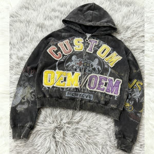 Sudadera con Capucha para Hombre, Estilo Hip Hop, Personalizada OEM, Lavada con Ácido, Impresión Digital DGT, Bordado, 400gsm, Tejido Grueso, Efecto Desgastado y Decolorado por el Sol - Product Image 1