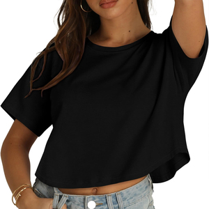 T-shirts courts pour femmes, coupe ample, col rond, nouvelle collection, qualité supérieure, style tendance, sur mesure, en vente - Product Image 1
