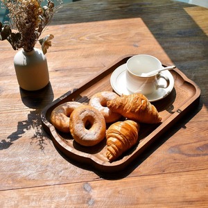 Plateau rectangulaire en bois avec motif végétal et poignée décorative pour servir thé, café, petit-déjeuner, style bohème, plateaux décoratifs - Product Image 2
