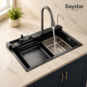 อ่างล้างจานสแตนเลสทรงสี่เหลี่ยมแบบฝังใต้เคาน์เตอร์ ยี่ห้อ Daystar Trade รุ่น Modern พร้อมก๊อกน้ำแบบแฮนด์เมดสี่รู ผิวปัดเงา - Product Image 3