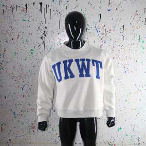UKWT ASH GREY <b>Mock</b> <b>Neck</b> Sweatshirt 100% BLUE Applique Embroidery wide <b>neck</b> Sweatshirt Finer Threads - Product Image 2