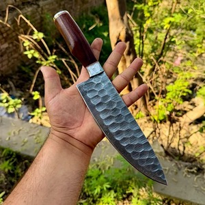Cuchillo de Chef de Acero de Damasco Edge Master Manufacture con Mango de Madera, Hoja de 8 Pulgadas, Apto para Lavavajillas, para Cortar Carne, Pescado y Frutas - Product Image 5