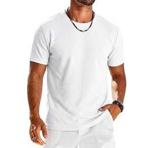 T-shirt pour homme à manches courtes, col rond, en jersey, couleur unie, coupe classique, 100% coton, décontracté, écologique, respirant, logo sur le devant - Product Image 2