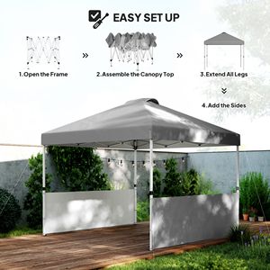 Tenda Parasole 3x3m Grigio Scuro UV50+ con 2 Pareti Laterali e Borsa con Ruote - Product Image 4
