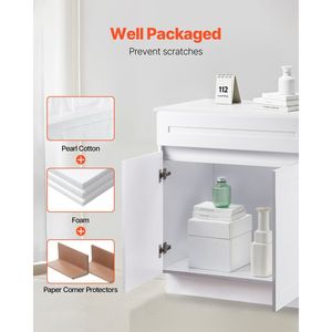 Mobiletto Base Bianco Shaker da 30 Pollici Non Assemblato, 24 Pollici L x 34,5 Pollici H, Pronto per l'Assemblaggio, Mobiletto Base per Lavello da Cucina Soft-C - Product Image 3