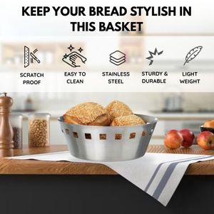 Bulk Distributor Eco-Friendly Multifunction SS Bread <b>Basket</b> Roti Serving <b>Baskets</b> Square Hole Stainless Steel <b>Storage</b> Box Low - Product Image 2