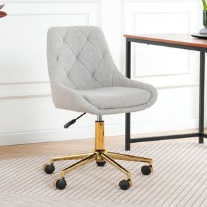 Chaise de salle à manger moderne et confortable avec pieds dorés, chaise de bureau en velours Teddy à cinq griffes plaquée or avec toucher doux - Product Image 6