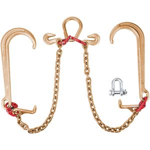 Catena a V di Grado 80, 5/16 pollici x 2 piedi, 9260 libbre di resistenza al rottura, Ganci di traino C e TJ per il trasporto, Catena di trasporto a V - Product Image 1
