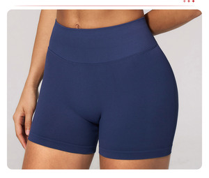 Women High Waist Solid Yoga Shorts Asymmetric <b>Mesh</b> Washed Seamless Elastic Waist Spandex/Nylon Fitness Workout <b>Gym</b> Shorts - Product Image 2