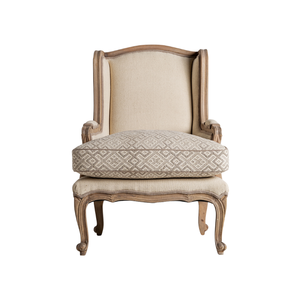 Classic French Wingback Lounge Chair Solid Teak <b>Frame</b> Premium Cushioned Elegant High-Back Accent Chair Hotel Villa Furniture - Product Image 3