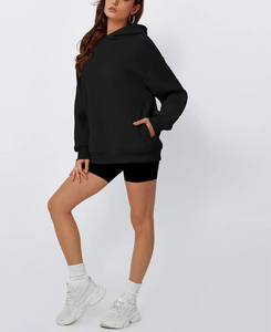 Sweat à capuche oversize personnalisé pour femme, coupe ample, style streetwear uni, en molleton de coton doux, décontracté, hiver automne - Product Image 2