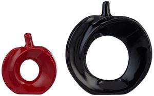 Modern Ceramic Apple Vase Set Decorative Hollow Tabletop Flower Vase for Living Room Bedroom Office Home Decor Red & Black - Product Image 3