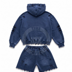 Conjunto Exclusivo de Chaqueta con Capucha y Pantalones Cortos Cortavientos, Diseño Premium con Estampado Puff, Chaqueta Cortavientos de Nailon y Poliéster, Conjunto Moderno para Uso Diario - Product Image 2