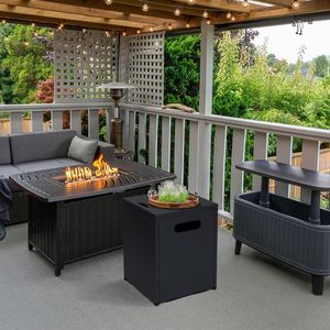 Tavolino da Giardino Quadrato in Ferro Nero 41*41*50.5cm con Piano Ribaltabile e Vano Portaoggetti per Esterni - Product Image 4