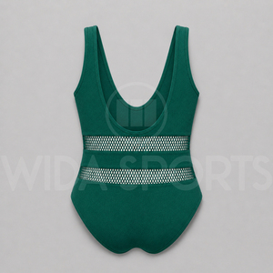 Maillot de bain une pièce tendance pour femme, monokini à taille haute avec empiècement en maille, maillot de bain sculptant, respirant et à séchage rapide pour la plage - Product Image 3