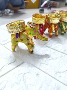 Porte-bougie chauffe-plat éléphant en bois parfumé fait main, centre de table festif pour la maison, mariage, anniversaire, Diwali, décoration de fête - Product Image 4