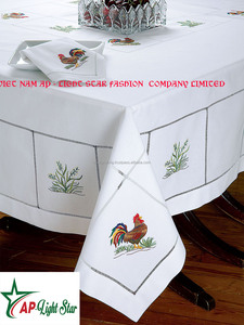 Handmade Cotton <b>Linen</b> Blend <b>Tablecloth</b> with Traditional Handmade Embroidery Motifs Custom Size Best Sale VNAP NP024 - Product Image 5