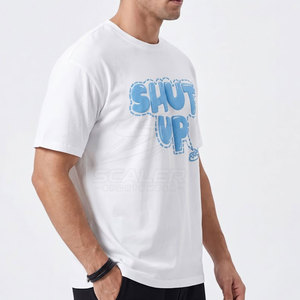 Camiseta de Algodón Premium para Hombre, Suave, Transpirable, de Corte Holgado, de Secado Rápido, con Estampado Serigrafiado y Gráficos en Relieve, Cómoda y Casual - Product Image 4