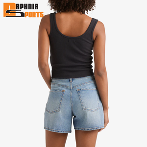 Shorts en jean vintage d'été pour femmes avec poches amples personnalisées, confortables, taille mi-haute, séchage rapide - Product Image 2