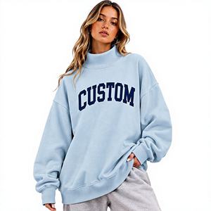 <b>Top</b> Selling Women's Oversized Light Blue Color <b>Mock</b> <b>Neck</b> Sweatshirt Premium Quality Material Eco-Friendly Quick Dry Winter All - Product Image 1