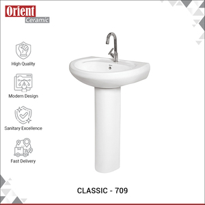 Premium Quality Wholesale Selling White Color Luxury Home Hotel Usage Sanitary Ware Hand Wash Basin Sink with Pedestal - Product Image 2