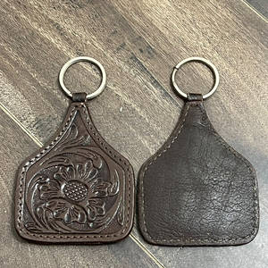 Porte-clés en cuir véritable fait main, best-seller, avec gravure florale, mini sac en cuir, porte-clés de voiture, idéal pour les cadeaux - Product Image 6