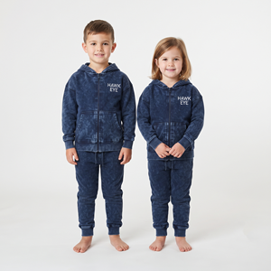 Conjunto de Sudadera con Capucha y Pantalones de Algodón para Niños, Estilo Oversize con Hombros Caídos, Lavado Ácido, Cremallera Completa, Unisex, Suministro de Fábrica - Product Image 1