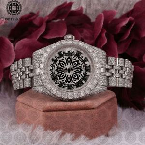 Montre de luxe Charm Jewells en acier inoxydable, boîtier rond de 40 mm, quartz analogique, lunette sertie de diamants, mode féminine - Product Image 1