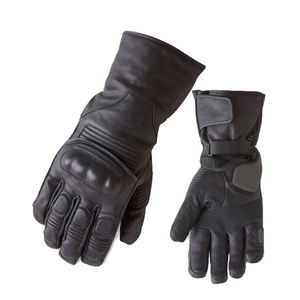 Gants de moto en cuir véritable sur mesure, à doigts entiers, avec fermeture auto-agrippante, impression réfléchissante, design respirant pour l'hiver, pour hommes - Product Image 1