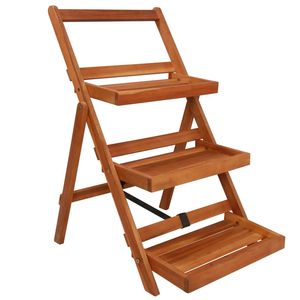Supporto per piante a 3 livelli in legno di Acacia massello 19.7 "x 24.8" x 31.5 "unità di stoccaggio - Product Image 1
