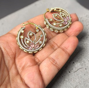 Stunning High Quality Luxury Gold Plated Stones Look Earrings For Women <b>Girls</b> Gift Wedding Engagement Party Wear Collections - Product Image 2