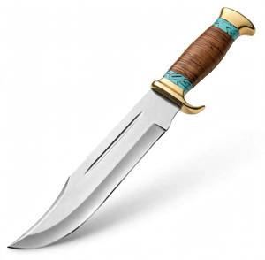 Outil utilitaire robuste en acier fixe avec cadre en acier poli, double protection en laiton et manche en résine turquoise et bois - Product Image 5