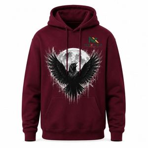 Sweat-shirt à capuche personnalisé avec imprimé corbeau et lune gothique pour homme, style streetwear esthétique sombre - Product Image 2