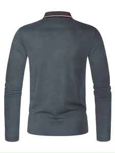 Camiseta Polo de Manga Larga para Hombre, 100% Algodón, Informal, Deportiva, para Exteriores, Transpirable, para las Cuatro Estaciones - Product Image 2