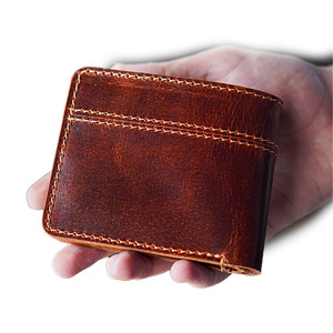 Men's Slim Genuine Leather <b>Wallet</b> with Open Closure <b>RFID</b> <b>Blocking</b> Polyester Lining Fashion Design for Professionals OEM Brand - Product Image 2