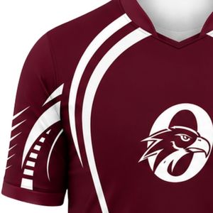 ชุดเสื้อฟุตบอลสีแดงเลือดหมูและสีขาว ชุดยูนิฟอร์มฟุตบอลแบบกำหนดเองสำหรับผู้ชาย ระบายอากาศได้ดี แห้งเร็ว ชุดกีฬาสำหรับการแข่งขันและการฝึกซ้อม - Product Image 6