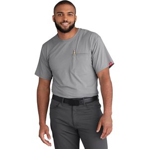 T-shirt de travail personnalisé pour homme, manches courtes, poche, rouge - Product Image 1