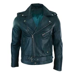 Chaquetas de cuero genuino de primera calidad al por mayor, con cremallera, estilo moderno, cuello vuelto, chaqueta de cuero de oveja desgastado para hombre - Product Image 1