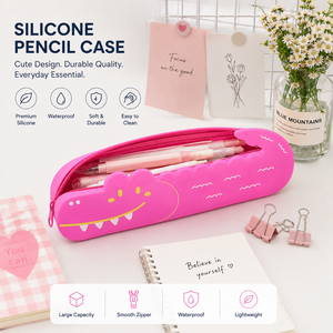 CrocPal Premium - Estuche para Lápices, Impermeable, Duradero, con Cierre de Cremallera, Organizador, Estuche de Papelería con Diseño de Cocodrilo para la Escuela - Product Image 6