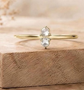 Bague de fiançailles en or massif 10K 14K 18K avec diamant de laboratoire rond taille rose de 0,05 ct certifié IGI, couleur E, clarté VVS - Product Image 3