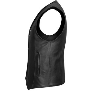 Gilet de motard en cuir PU pour homme, sans col, fermeture éclair, couleur unie, style automne, longueur standard - Product Image 4