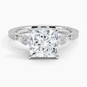 Anillo BOJ 080 con Corte Princesa, Plata 925, Halo de Diamantes, Anillo Solitario con Piedra de 2ct, Color D, VVS1, Moissanita, Certificado GRA, Precio Bajo - Product Image 1