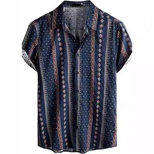 Chemises de plage hawaïennes rayées pour hommes, chemise à manches courtes élégante à imprimé numérique 3D, vêtements de vacances, tenue décontractée pour les fêtes - Product Image 2