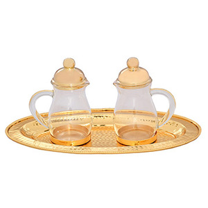 Jarra de Vidrio Transparente con Plato |   Juego de Cruetas Litúrgicas para Uso en Iglesias – DOUBLE VEE EXPORTS - Product Image 2
