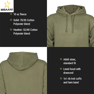 Sweat-shirt à capuche vert olive MBAANI unisexe, manches longues, couleur unie, en coton, durable et chaud, idéal pour la chasse - Product Image 2