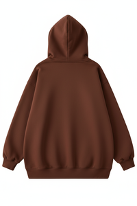 Sudadera con Capucha Unisex de Alta Calidad, Color Marrón Liso, Cierre Completo, Forro Polar Grueso de 300g, Cálida, Talla Grande, 100% Algodón, para Invierno - Product Image 5