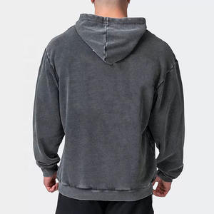 Al por mayor, de alta calidad, 100% algodón, chaquetas de mezclilla con efecto desgastado por el sol, de peso medio, con lavado ácido, sudaderas con capucha extragrandes desgastadas, estilo casual - Product Image 4