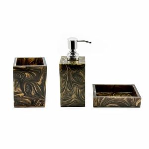 Luxury Resin Eco-Friendly Waterproof Five-Piece Round Bathroom Set Soap Dispenser <b>Toothbrush</b> <b>Holder</b> Tray Easy to Clean - Product Image 4